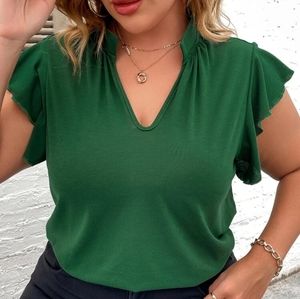 Shein Curve Flutter Sleeve Top Size 14